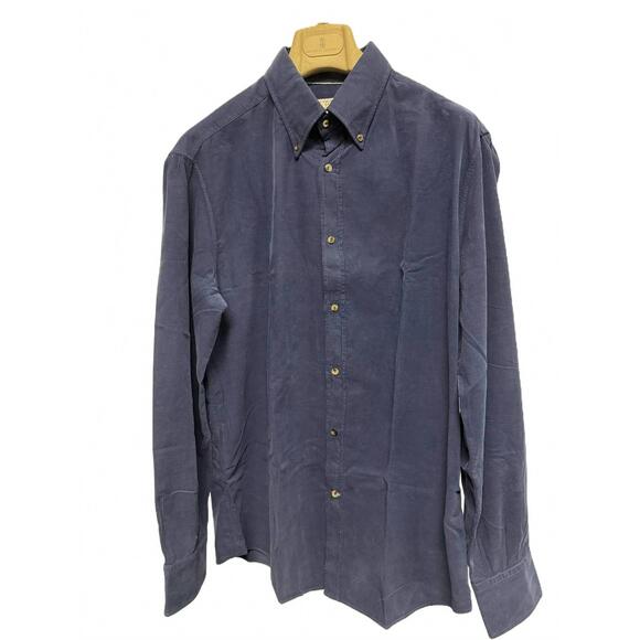 NEW BRUNELLO CUCINELLI mens fine corduroy button down shirt in navy